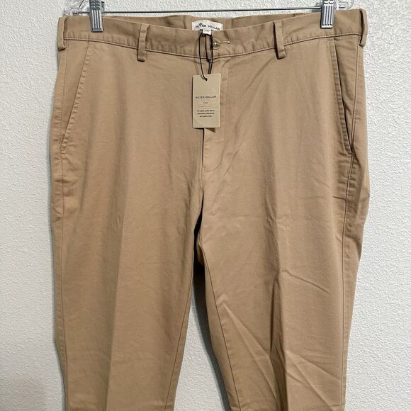 Peter Millar Golf Pants Mens Size 35x36 ME0B06 Crown Sport Beige Khaki NWT - Picture 2 of 13